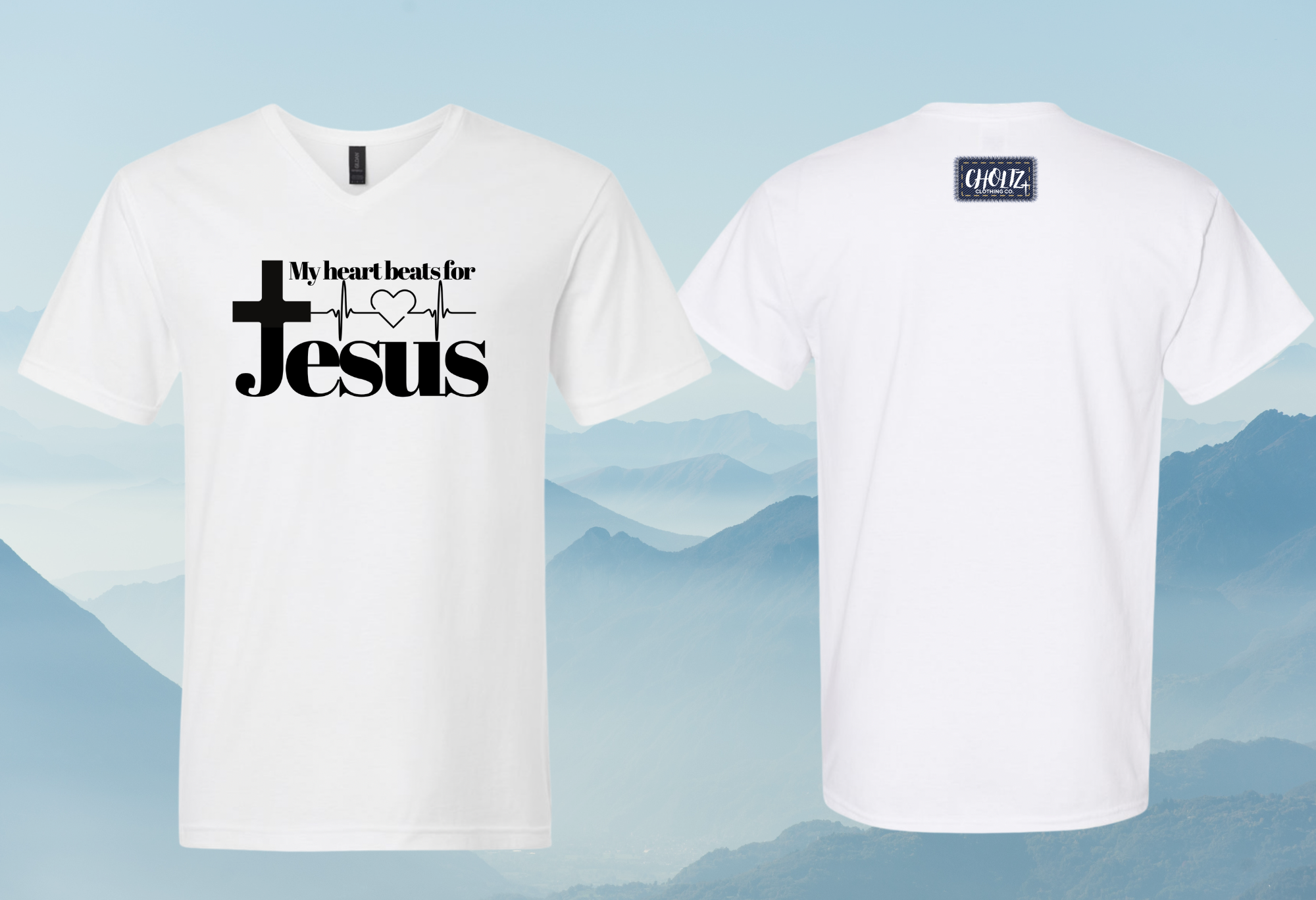 Heart Beats for Jesus (V-Neck)