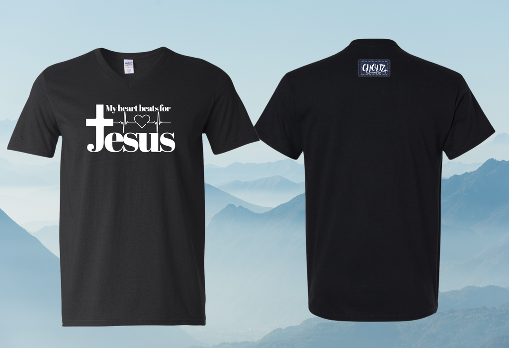 Heart Beats for Jesus (V-Neck)