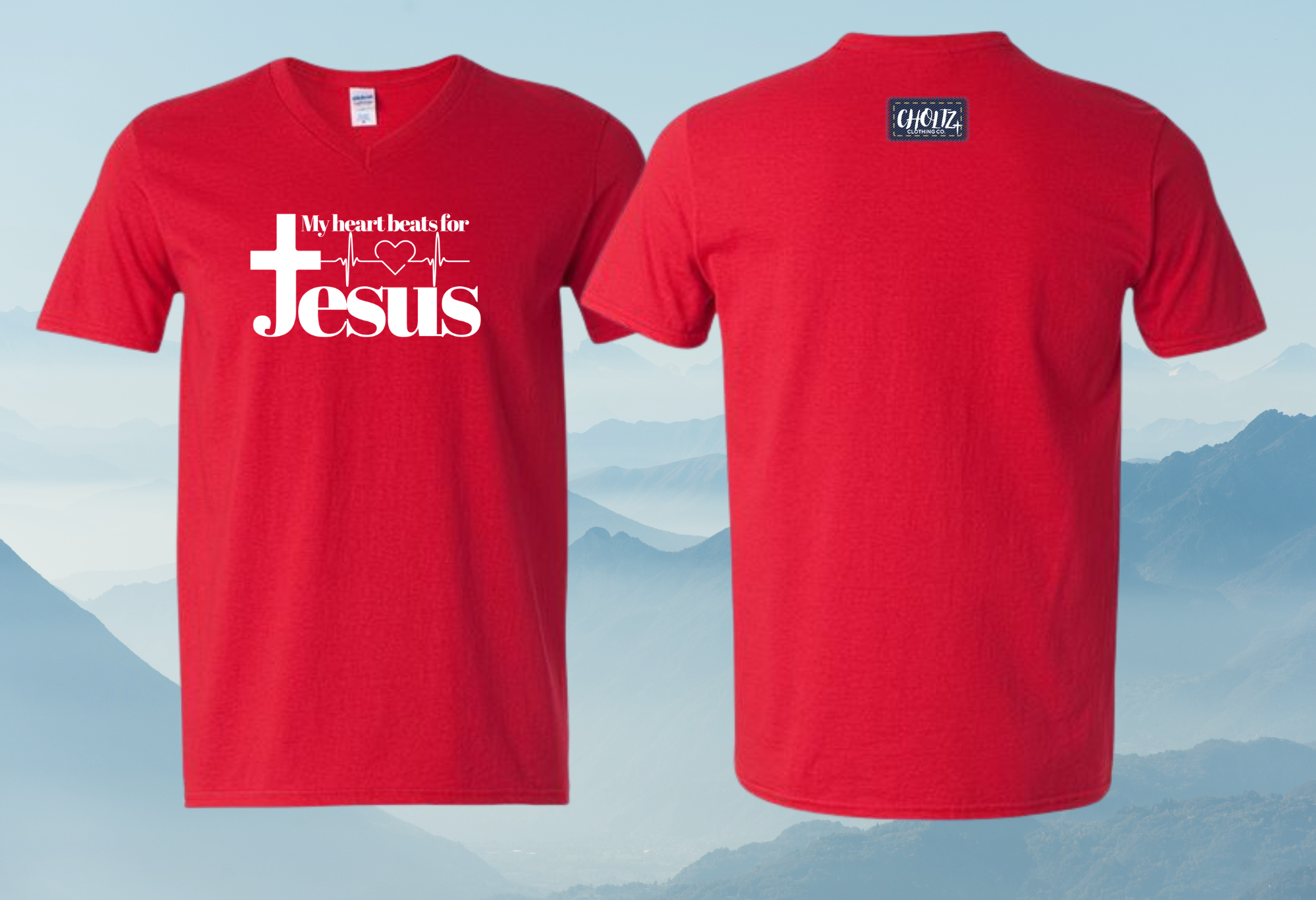 Heart Beats for Jesus (V-Neck)